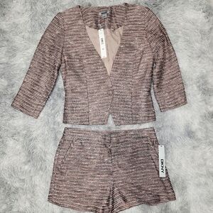 DKNY 2-Piece Pink Crop Jacket & Shorts Suit, Size 2